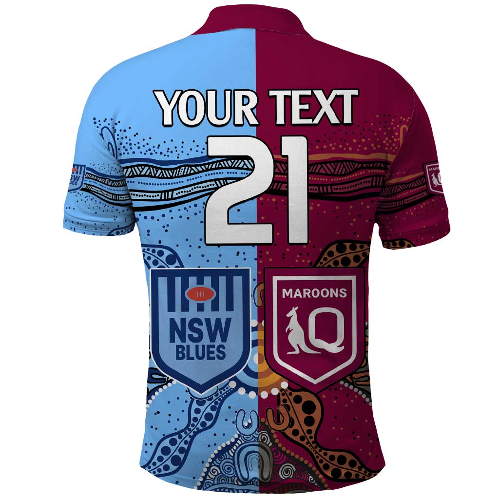 (Custom Text And Number) Blues and Maroons Rugby Polo Shirt State of Origin NSW Combine Queensland Aboriginal 2023 LT9