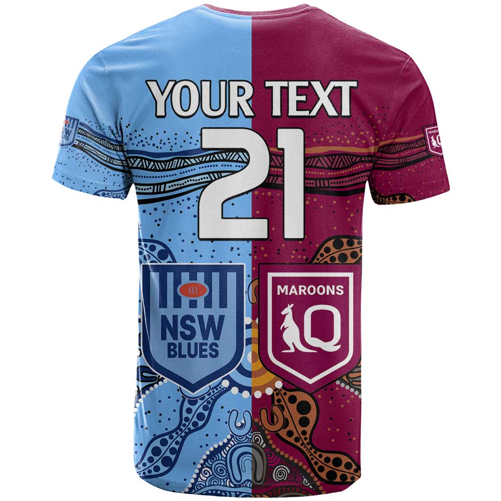 (Custom Text And Number) Blues and Maroons Rugby T Shirt State of Origin NSW Combine Queensland Aboriginal 2023 LT9