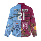 (Custom Text And Number) Blues and Maroons Rugby Women Casual Shirt State of Origin NSW Combine Queensland Aboriginal 2023 LT9