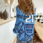 (Custom Text And Number) NSW Blues Rugby Women Casual Shirt New South Wales Aboriginal Origin LT9