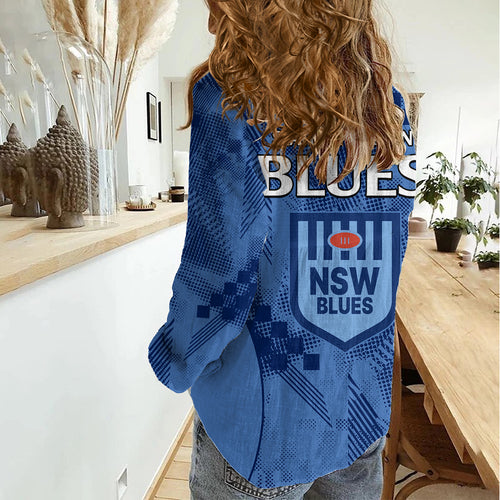 NSW Blues Rugby Women Casual Shirt Origin New South Wales Sporty Style LT9
