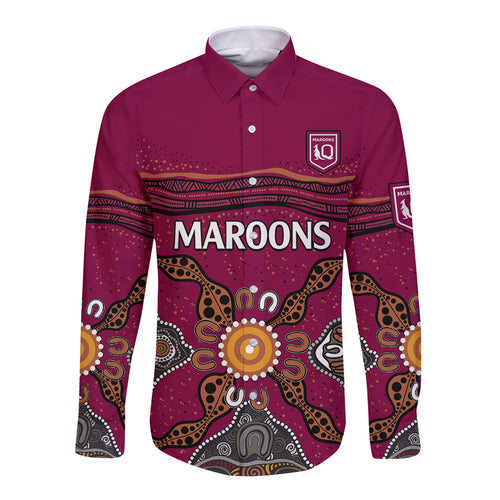 custom-text-and-number-qld-maroons-rugby-long-sleeve-button-shirt-queensland-aboriginal-origin