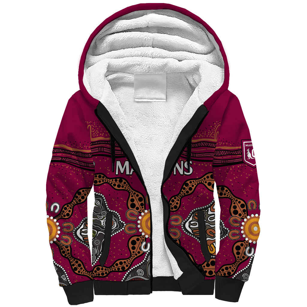 custom-text-and-number-qld-maroons-rugby-sherpa-hoodie-queensland-aboriginal-origin