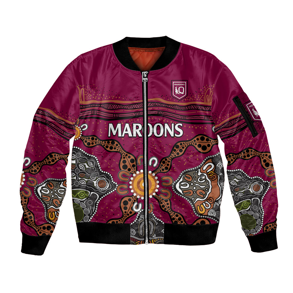 custom-text-and-number-qld-maroons-rugby-sleeve-zip-bomber-jacket-queensland-aboriginal-origin