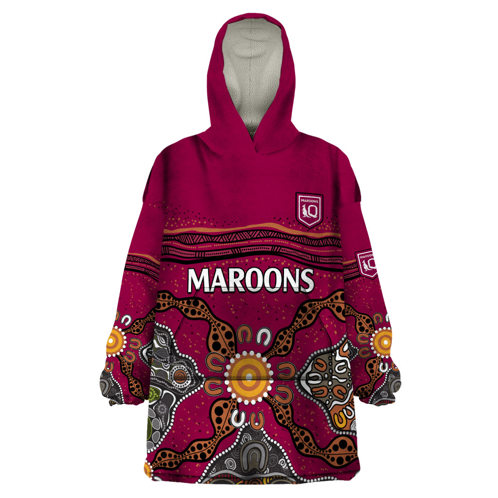 custom-text-and-number-qld-maroons-rugby-wearable-blanket-hoodie-queensland-aboriginal-origin