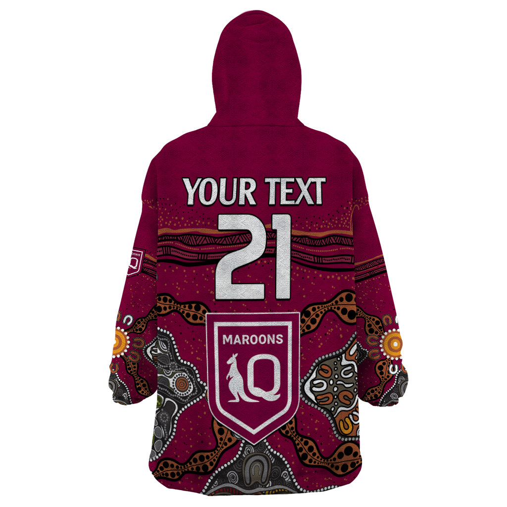 custom-text-and-number-qld-maroons-rugby-wearable-blanket-hoodie-queensland-aboriginal-origin