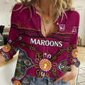 (Custom Text And Number) QLD Maroons Rugby Women Casual Shirt Queensland Aboriginal Origin LT9