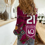 (Custom Text And Number) QLD Maroons Rugby Women Casual Shirt Queensland Aboriginal Origin LT9