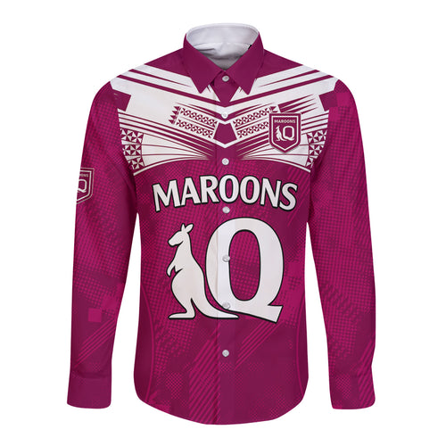 custom-text-and-number-queensland-maroon-rugby-long-sleeve-button-shirt-origin-queensland-sporty-style