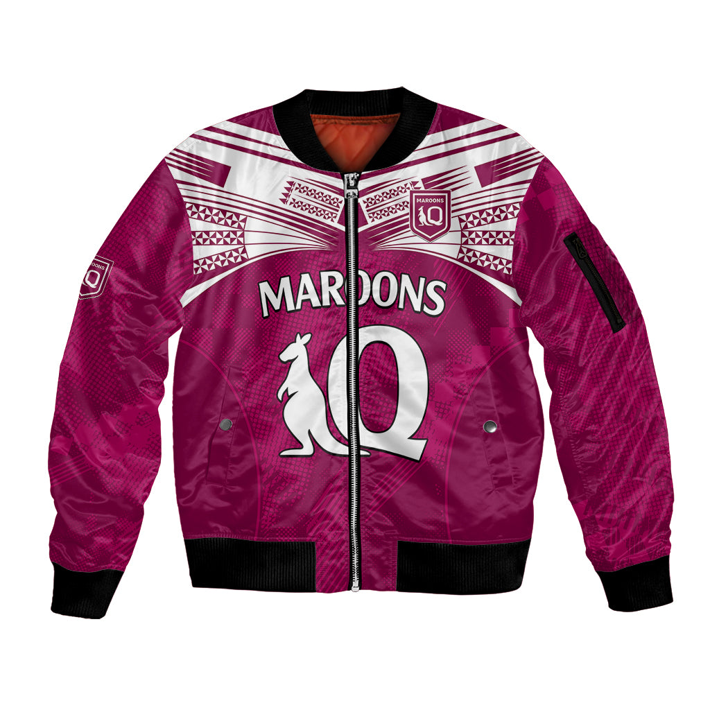 custom-text-and-number-queensland-maroon-rugby-sleeve-zip-bomber-jacket-origin-queensland-sporty-style