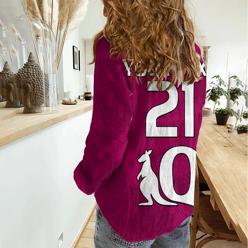 (Custom Text And Number) Queensland Maroon Rugby Women Casual Shirt Origin Queensland Sporty Style LT9