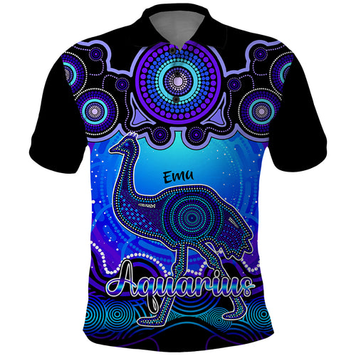 personalised-australia-aquarius-emu-zodiac-polo-shirt-auz-astrology-aboriginal-blue