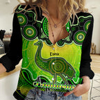Personalised Australia Aquarius Emu Zodiac Women Casual Shirt Auz Astrology Aboriginal - Green LT9