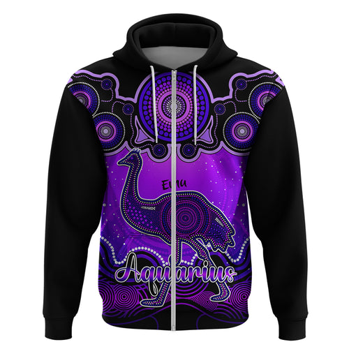 personalised-australia-aquarius-emu-zodiac-hoodie-auz-astrology-aboriginal-purple