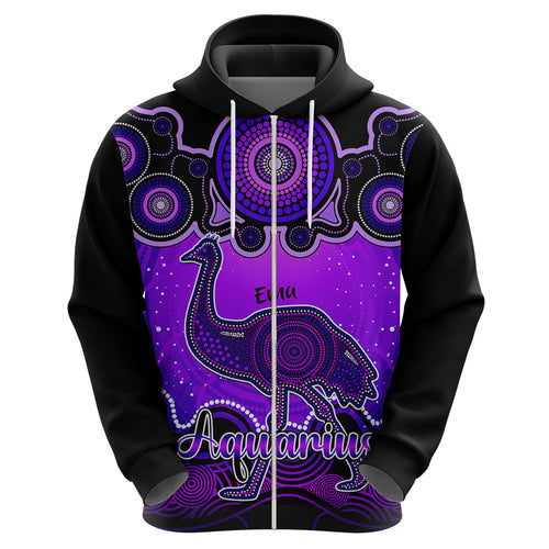 personalised-australia-aquarius-emu-zodiac-hoodie-auz-astrology-aboriginal-purple