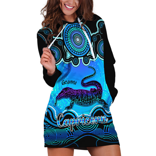 personalised-australia-capricorn-goanna-zodiac-hoodie-dress-auz-astrology-aboriginal-aqua
