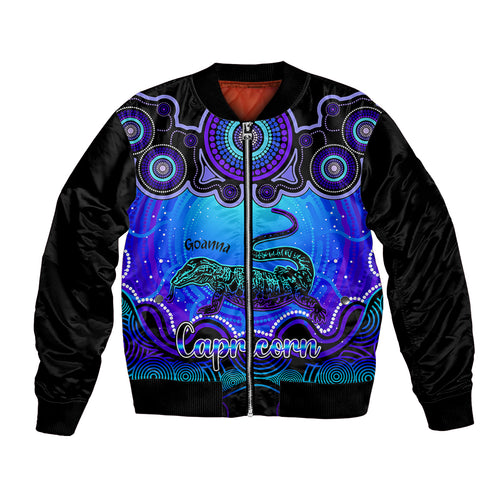 personalised-australia-capricorn-goanna-zodiac-bomber-jacket-auz-astrology-aboriginal-blue
