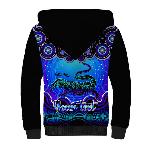personalised-australia-capricorn-goanna-zodiac-sherpa-hoodie-auz-astrology-aboriginal-blue