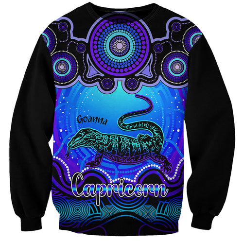 personalised-australia-capricorn-goanna-zodiac-sweatshirt-auz-astrology-aboriginal-blue