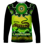personalised-australia-capricorn-goanna-zodiac-long-sleeve-shirt-auz-astrology-aboriginal-green