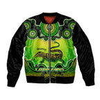 personalised-australia-capricorn-goanna-zodiac-sleeve-zip-bomber-jacket-auz-astrology-aboriginal-green