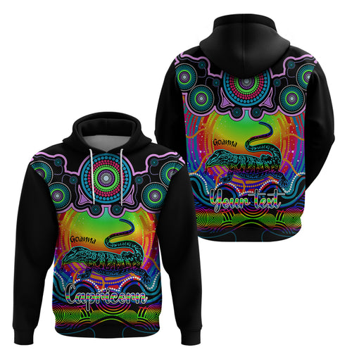 personalised-australia-capricorn-goanna-zodiac-hoodie-auz-astrology-aboriginal-rainbow