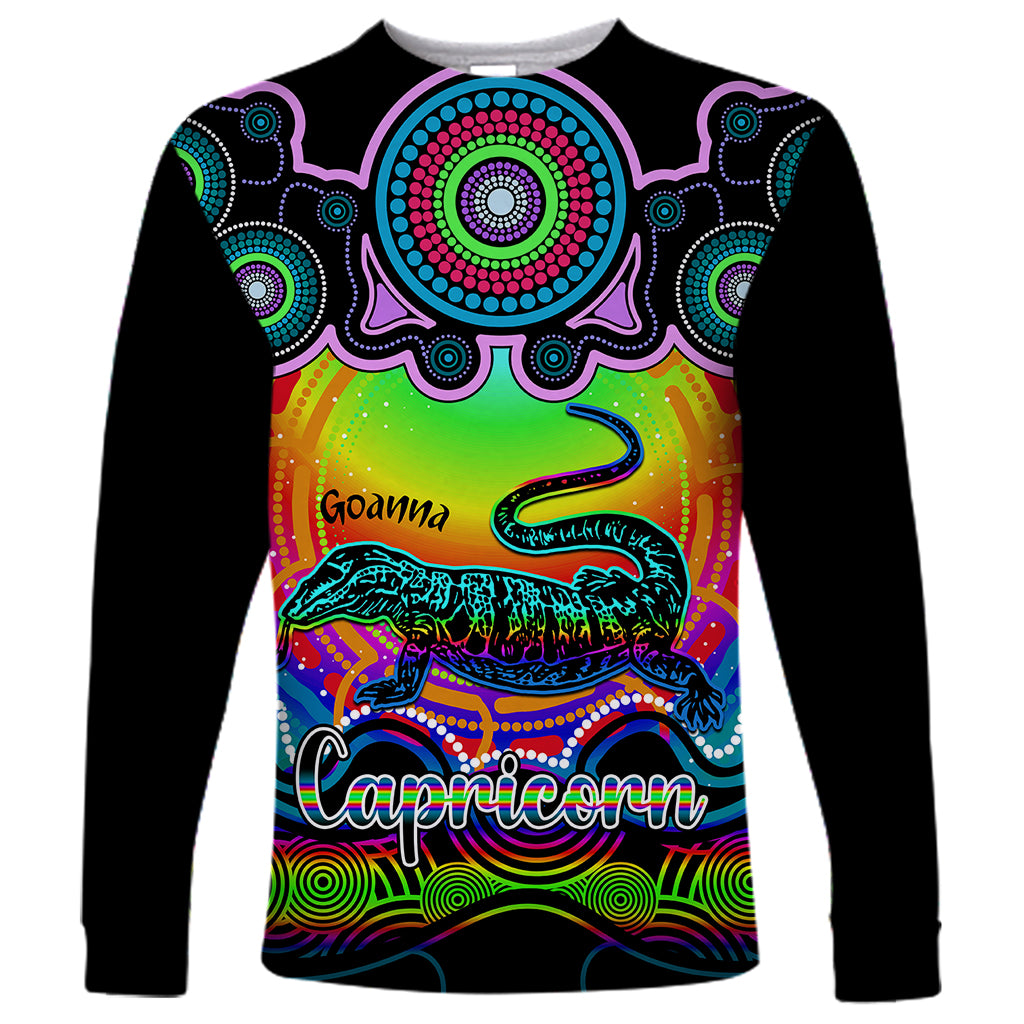 personalised-australia-capricorn-goanna-zodiac-long-sleeve-shirt-auz-astrology-aboriginal-rainbow