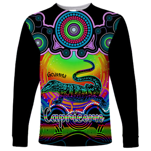 personalised-australia-capricorn-goanna-zodiac-long-sleeve-shirt-auz-astrology-aboriginal-rainbow