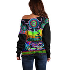 personalised-australia-capricorn-goanna-zodiac-off-shoulder-sweater-auz-astrology-aboriginal-rainbow