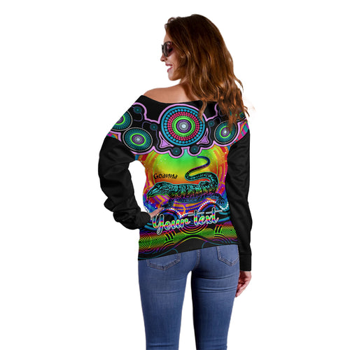 personalised-australia-capricorn-goanna-zodiac-off-shoulder-sweater-auz-astrology-aboriginal-rainbow