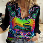 Personalised Australia Capricorn Goanna Zodiac Women Casual Shirt Auz Astrology Aboriginal - Rainbow LT9