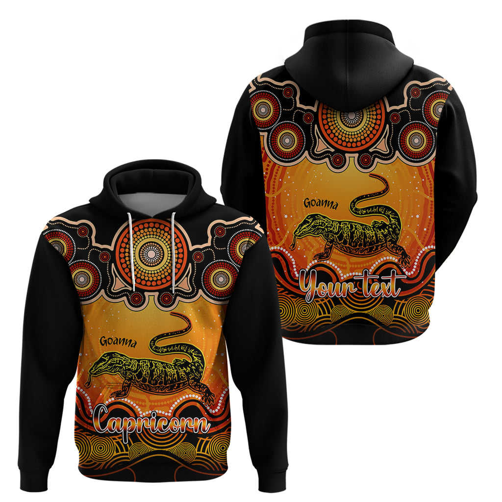 personalised-australia-capricorn-goanna-zodiac-hoodie-auz-astrology-aboriginal-red