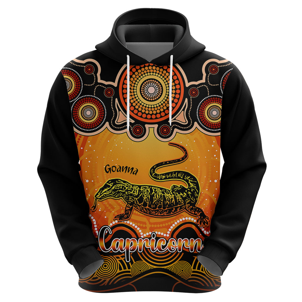 personalised-australia-capricorn-goanna-zodiac-hoodie-auz-astrology-aboriginal-red