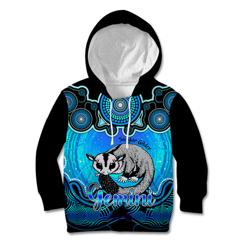 personalised-australia-gemini-sugar-gilder-zodiac-kid-hoodie-auz-astrology-aboriginal-aqua