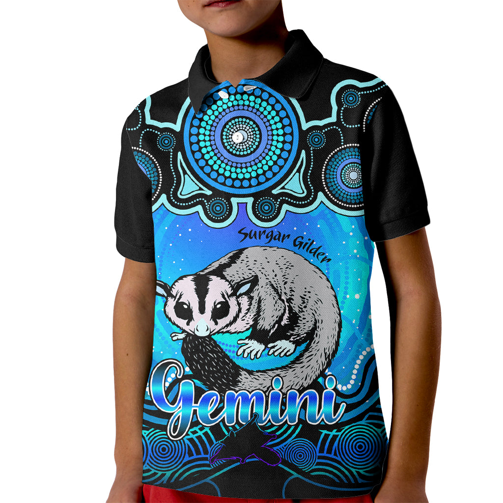 personalised-australia-gemini-sugar-gilder-zodiac-kid-polo-shirt-auz-astrology-aboriginal-aqua