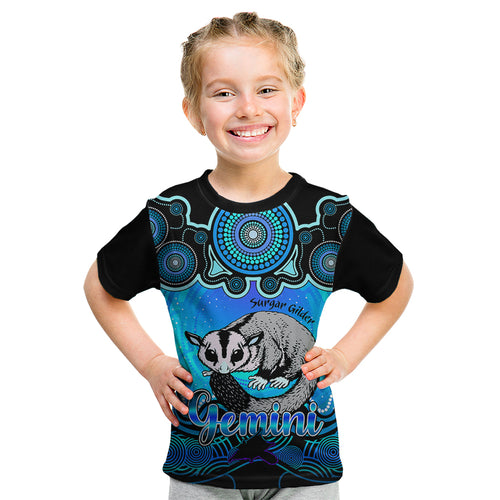 personalised-australia-gemini-sugar-gilder-zodiac-kid-t-shirt-auz-astrology-aboriginal-aqua