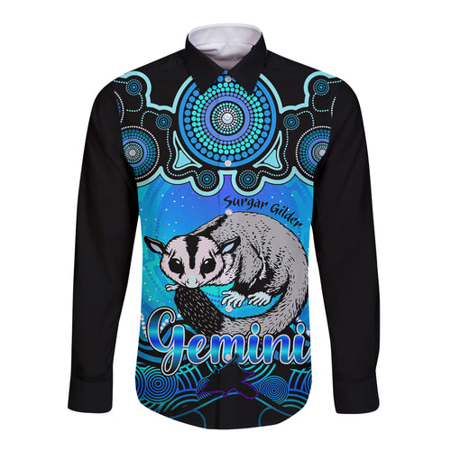 personalised-australia-gemini-sugar-gilder-zodiac-long-sleeve-button-shirt-auz-astrology-aboriginal-aqua
