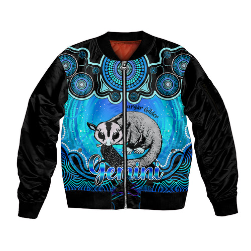 personalised-australia-gemini-sugar-gilder-zodiac-sleeve-zip-bomber-jacket-auz-astrology-aboriginal-aqua