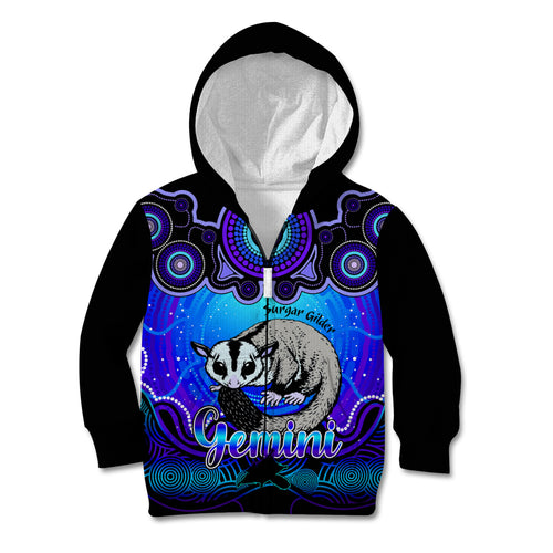 personalised-australia-gemini-sugar-gilder-zodiac-kid-hoodie-auz-astrology-aboriginal-blue