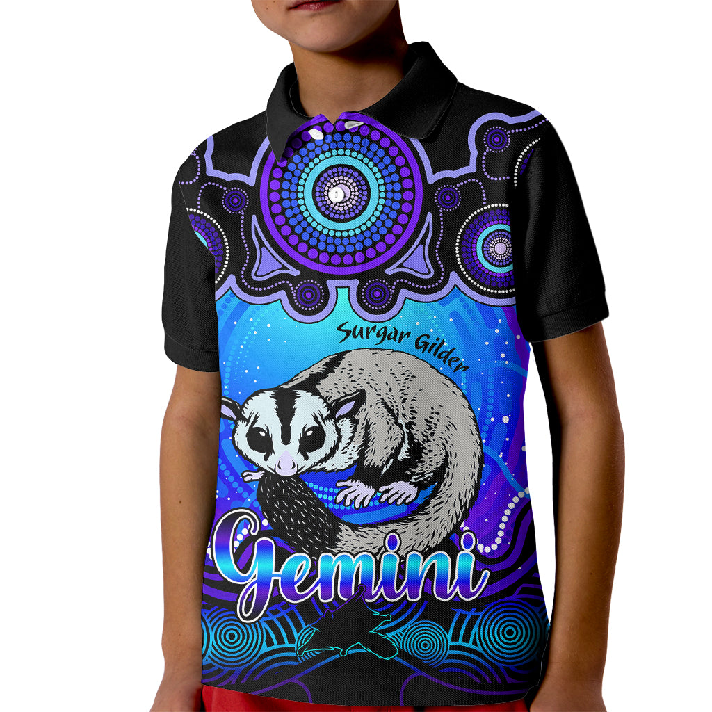 personalised-australia-gemini-sugar-gilder-zodiac-kid-polo-shirt-auz-astrology-aboriginal-blue