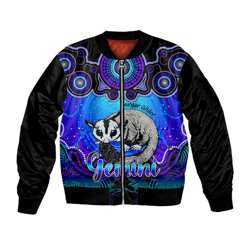 personalised-australia-gemini-sugar-gilder-zodiac-sleeve-zip-bomber-jacket-auz-astrology-aboriginal-blue
