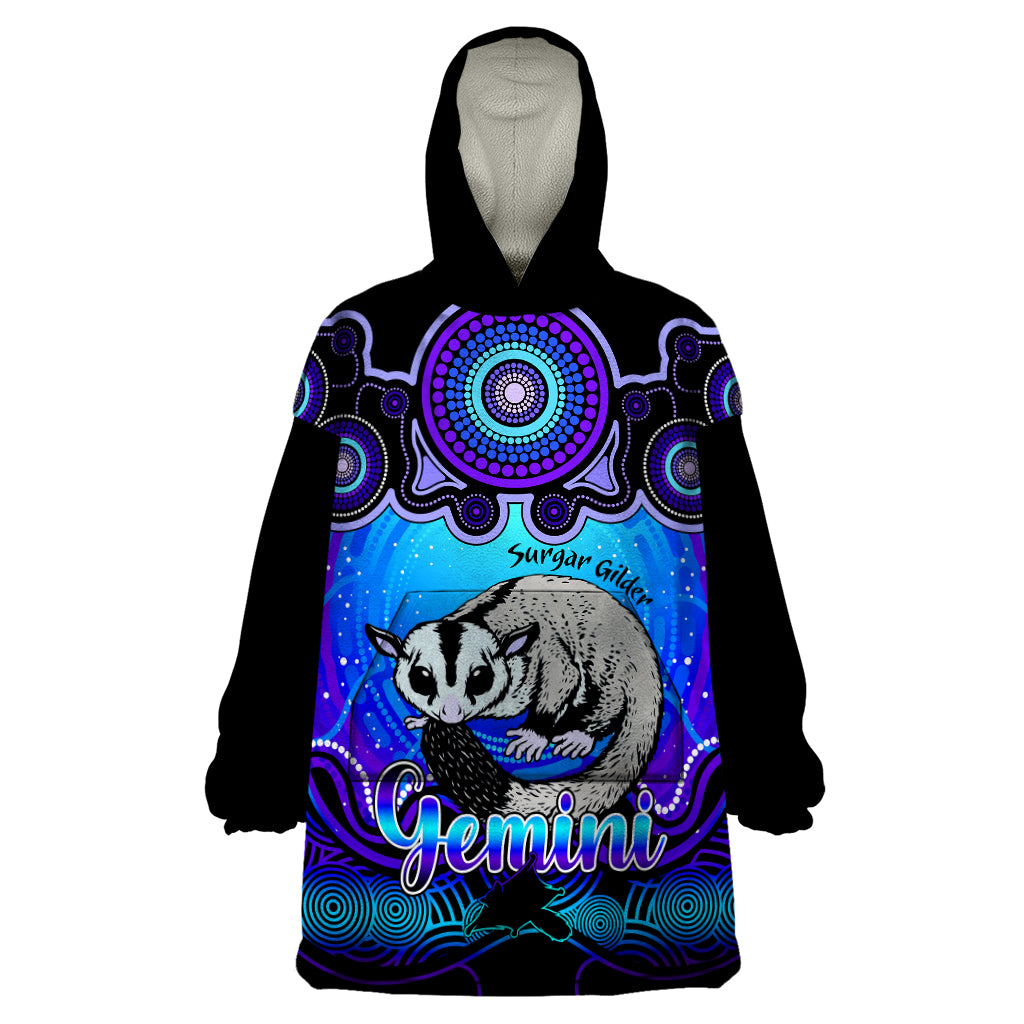 personalised-australia-gemini-sugar-gilder-zodiac-wearable-blanket-hoodie-auz-astrology-aboriginal-blue