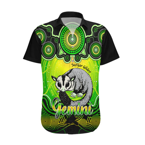 personalised-australia-gemini-sugar-gilder-zodiac-hawaiian-shirt-auz-astrology-aboriginal-green