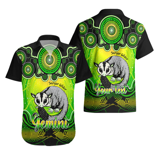 personalised-australia-gemini-sugar-gilder-zodiac-hawaiian-shirt-auz-astrology-aboriginal-green