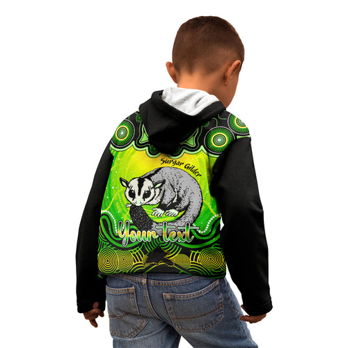 personalised-australia-gemini-sugar-gilder-zodiac-kid-hoodie-auz-astrology-aboriginal-green