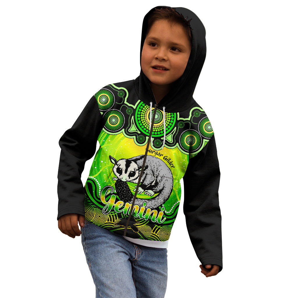 personalised-australia-gemini-sugar-gilder-zodiac-kid-hoodie-auz-astrology-aboriginal-green