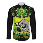 personalised-australia-gemini-sugar-gilder-zodiac-long-sleeve-button-shirt-auz-astrology-aboriginal-green