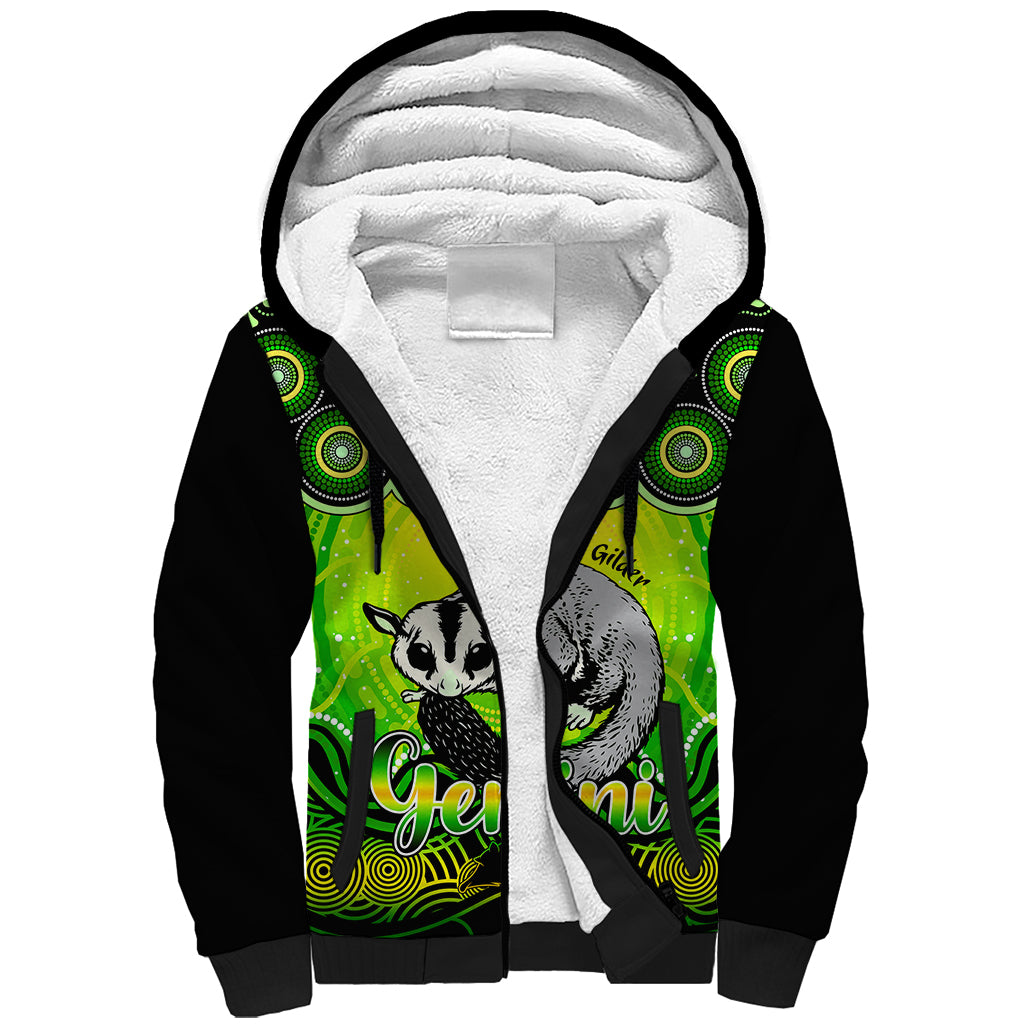 personalised-australia-gemini-sugar-gilder-zodiac-sherpa-hoodie-auz-astrology-aboriginal-green