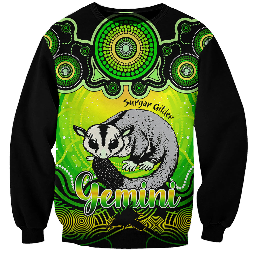 personalised-australia-gemini-sugar-gilder-zodiac-sweatshirt-auz-astrology-aboriginal-green