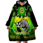 personalised-australia-gemini-sugar-gilder-zodiac-wearable-blanket-hoodie-auz-astrology-aboriginal-green